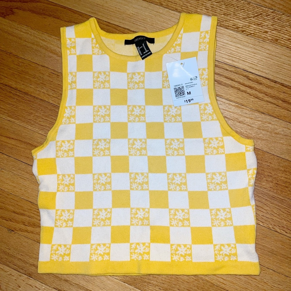 Forever 21 Yellow/White Sweater Vest